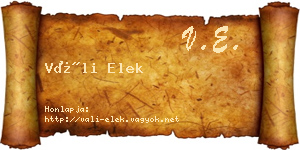 Váli Elek névjegykártya